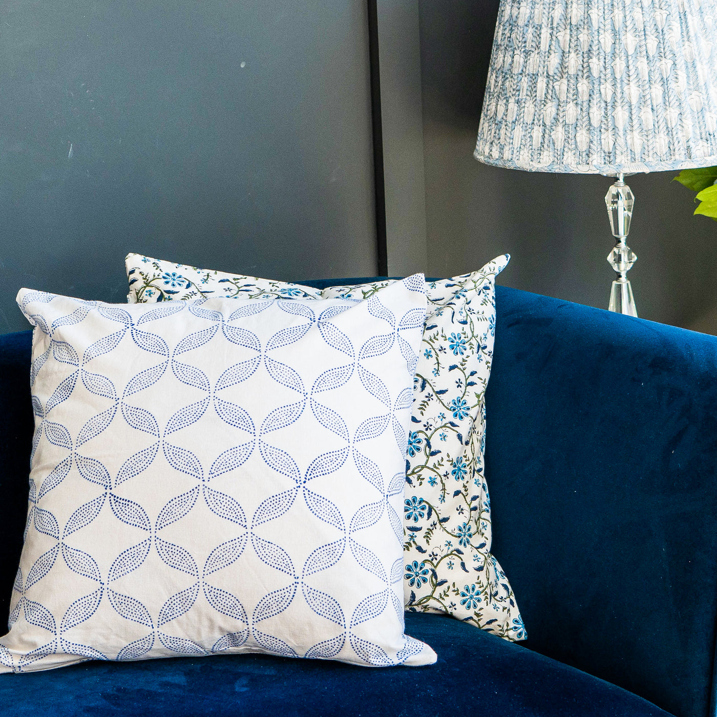 Aria Block Print Cushion Cover Anise Home