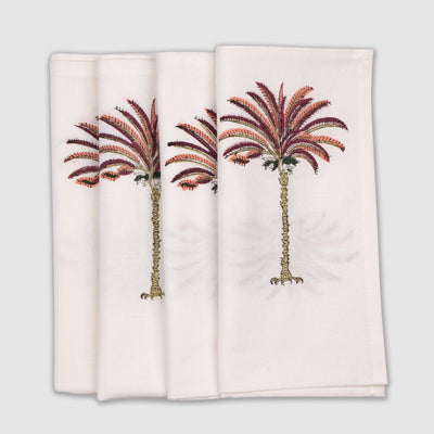 Pink Palm Tree Napkins - Set of 4 Anise Home