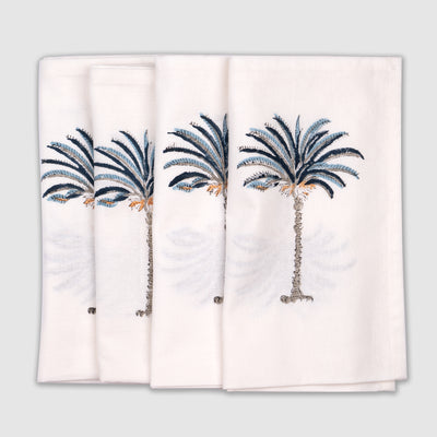 Blue Palm Tree Napkins - Set of 4 Anise Home