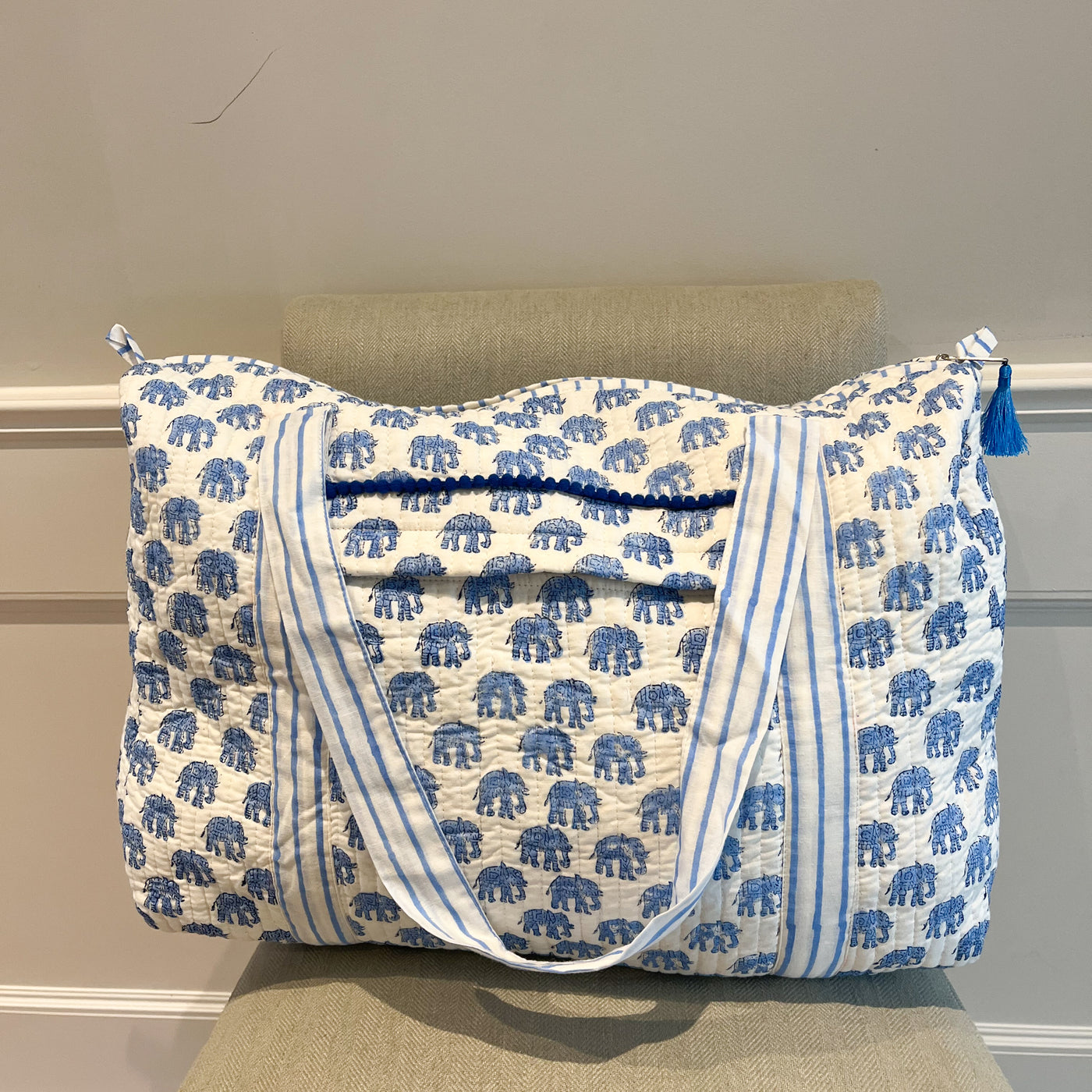 Weekend Quilted Bags - Blue Elephant Print Anise Home