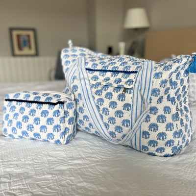 Weekend Quilted Bags - Blue Elephant Print Anise Home