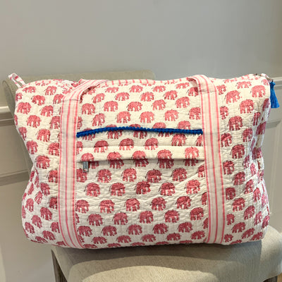 Weekend Quilted Bags - Pink Elephant Print Anise Home