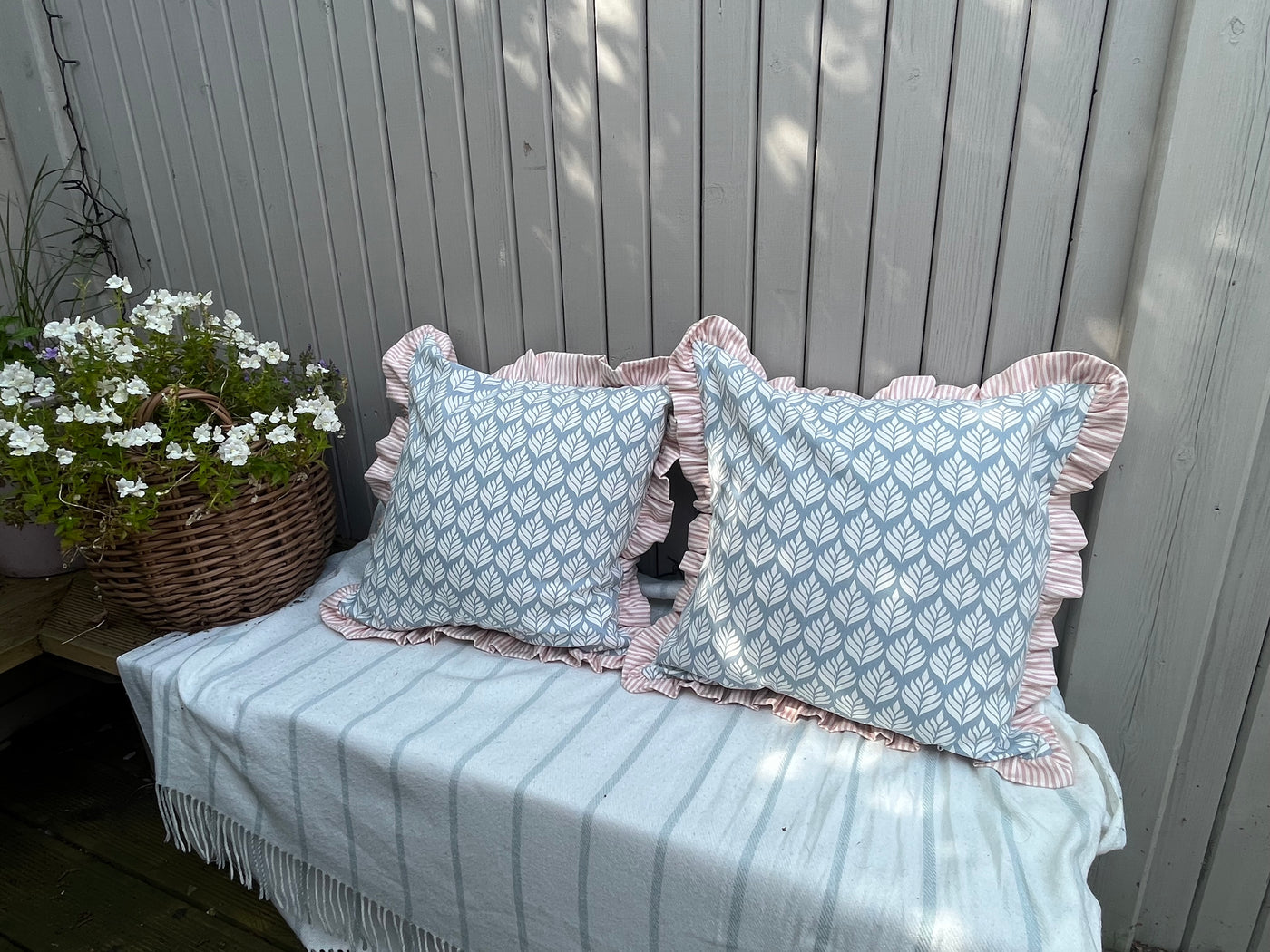 Amber Blue Cushion Cover with Frill Anise Home