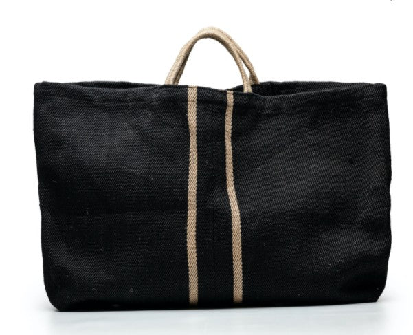 Large Black Jute Shopper Bag Anise Home