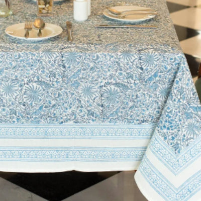 Meg Blue and White Tablecloth Anise Home