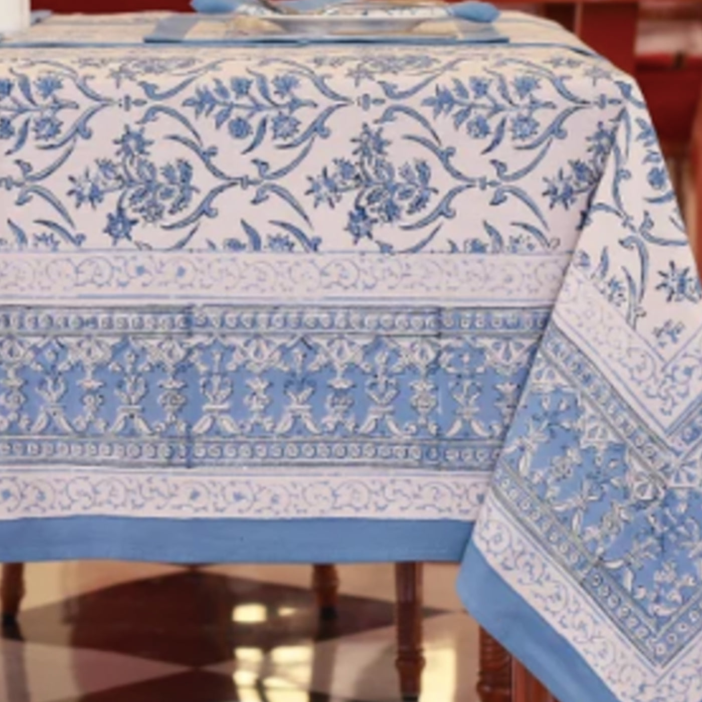 Penny Blue and White Tablecloth Anise Home