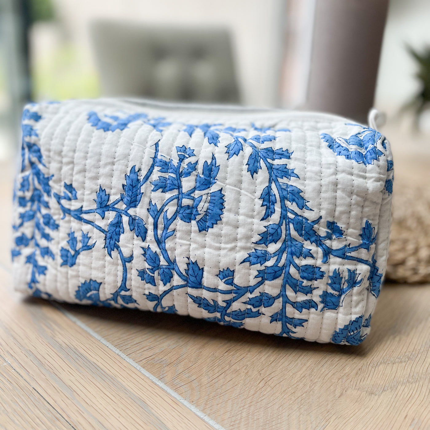 Isabel Blue Quilted Cosmetic Bag Anise Home