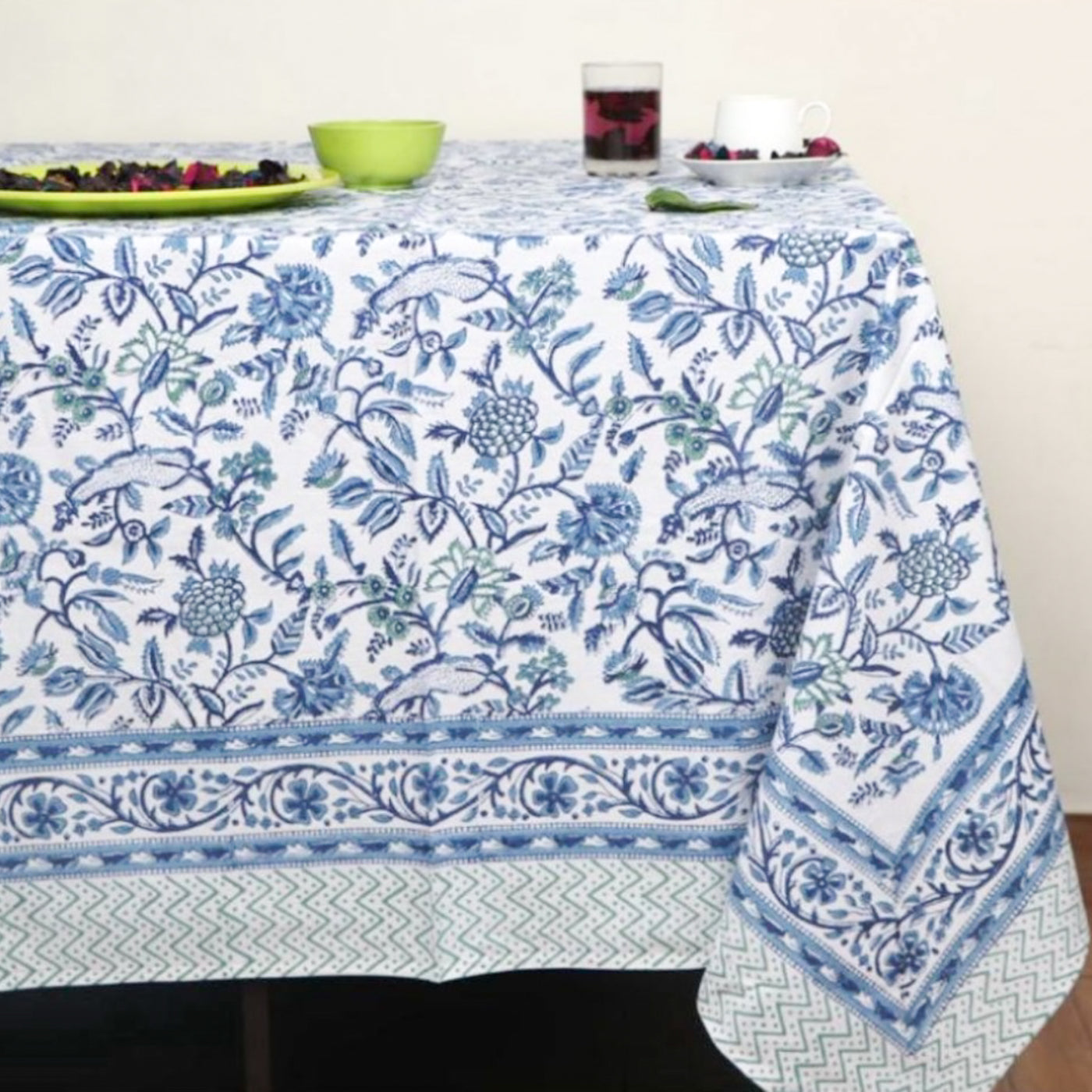 Blue and Green Sienna Tablecloth Anise Home