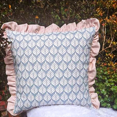 Amber Blue Cushion Cover with Frill Anise Home