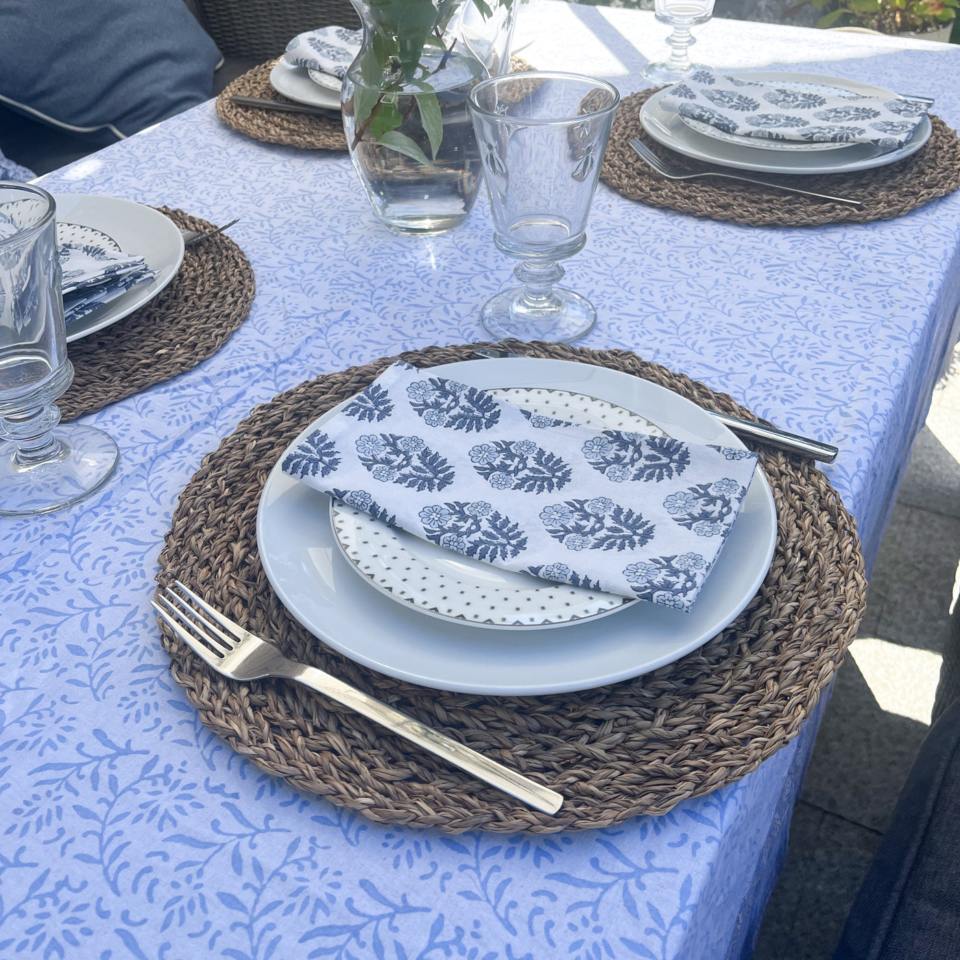 Blue Cora Tablecloth Anise Home