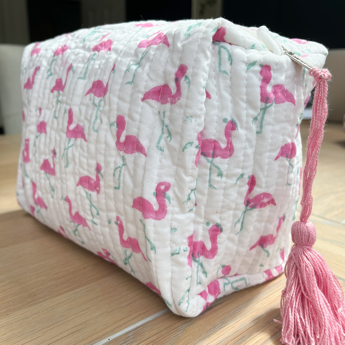 Flamingo Quilted Cosmetic Bag Anise Home