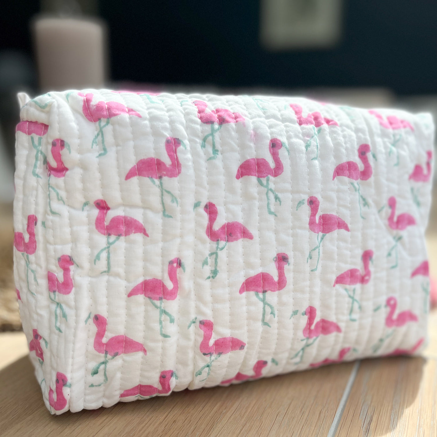 Flamingo Quilted Cosmetic Bag Anise Home