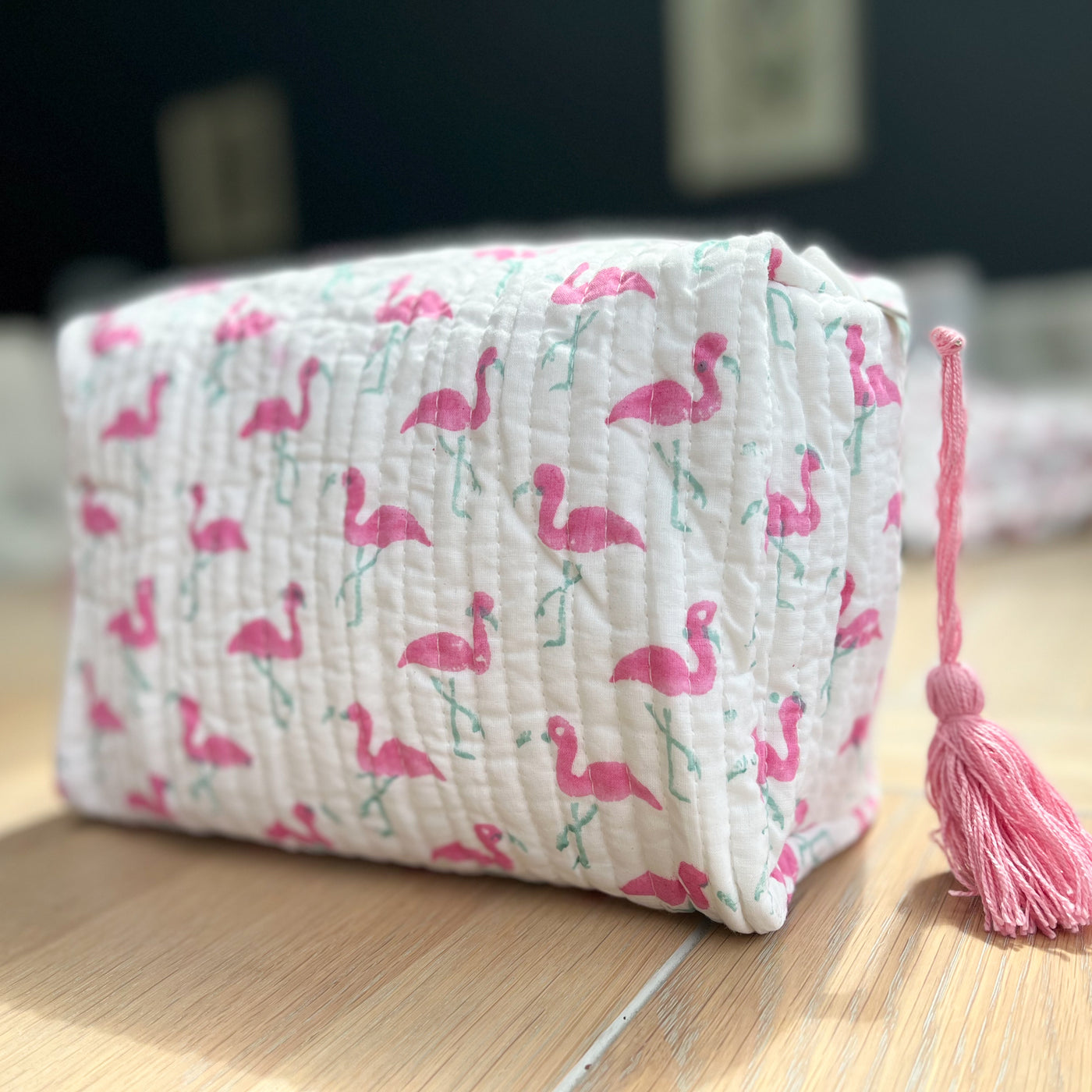 Flamingo Quilted Cosmetic Bag Anise Home