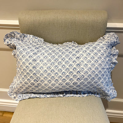 Blue Diamond Cushion with Frill Anise Home