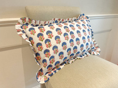 Blue Flower Cushion with Frill Anise Home