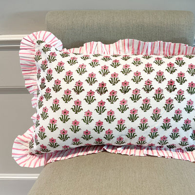 Flower Pink Cushion with Frill Anise Home