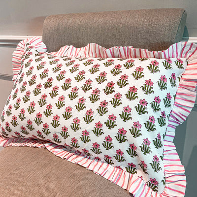 Flower Pink Cushion with Frill Anise Home