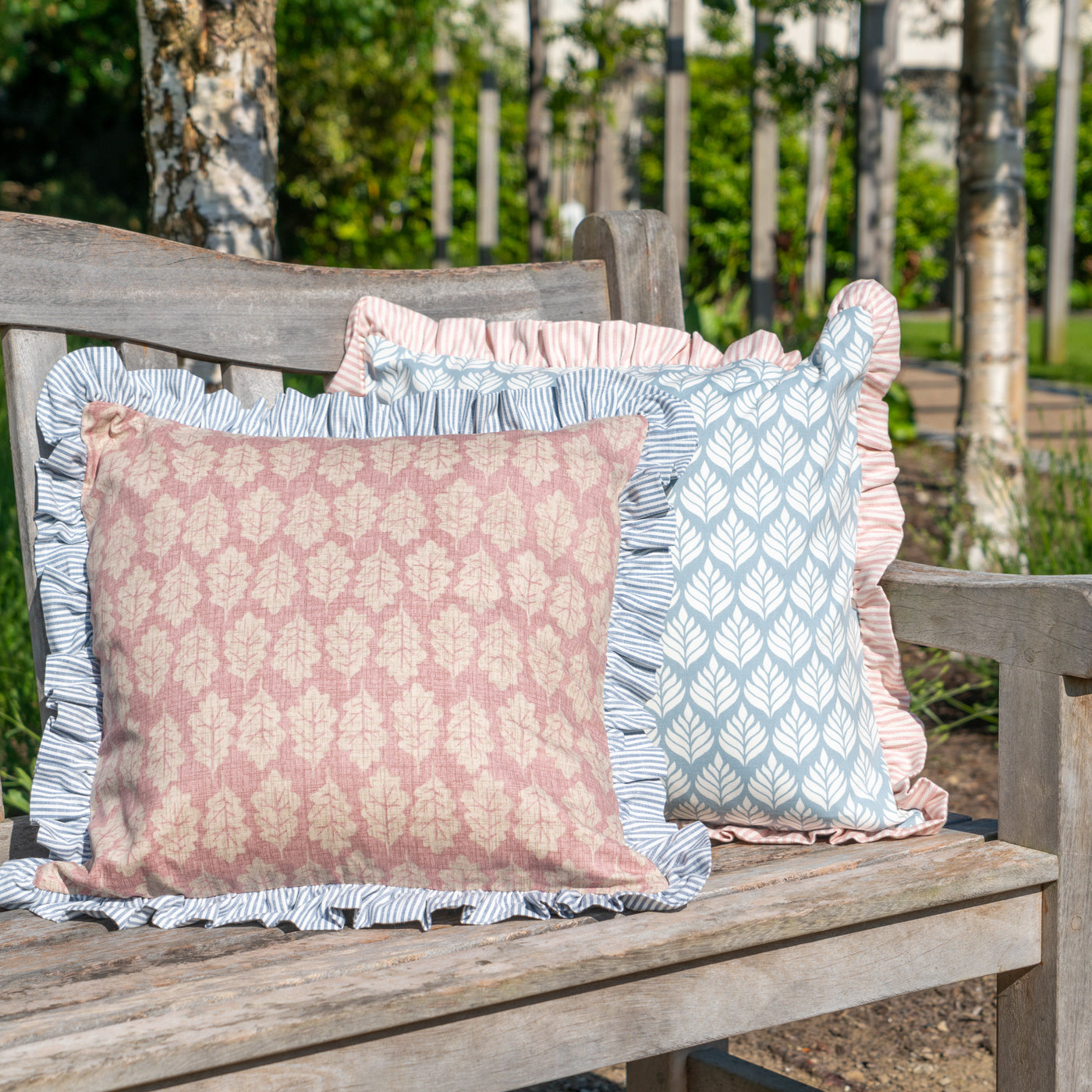 Amber Blue Cushion Cover with Frill Anise Home