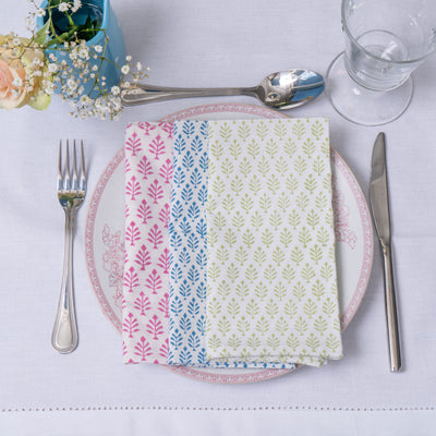 Anise Blue Leaf Napkins - Set of 4 Anise Home