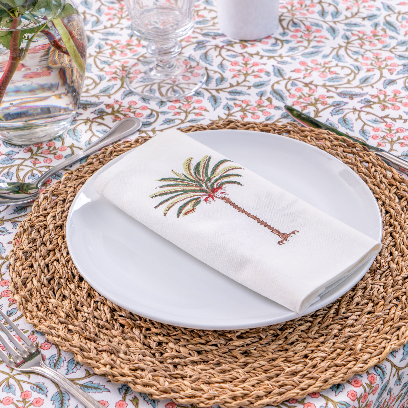 Green Palm Tree Napkins - Set of 4 Anise Home