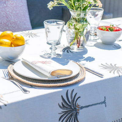 Cabana Grey Palm Tablecloth Anise Home