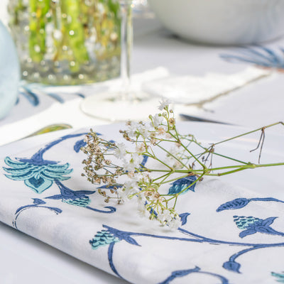 Lily Blue Leaf Napkins - Set of 4 Anise Home