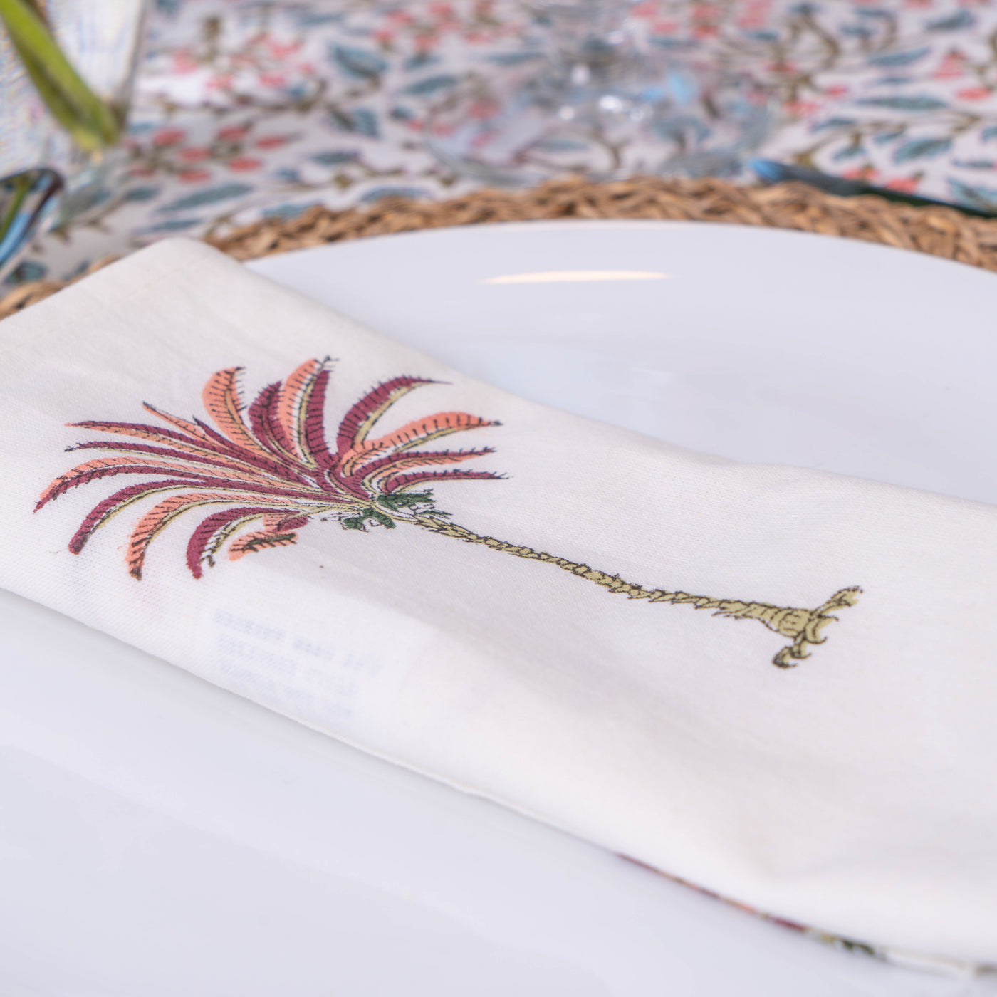 Pink Palm Tree Napkins - Set of 4 Anise Home