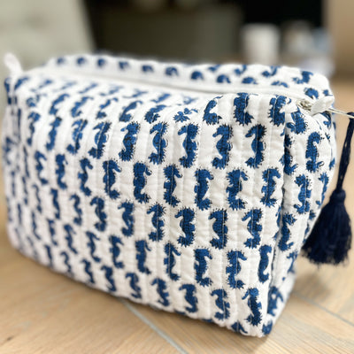 Seahorse Quilted Cosmetic Bag Anise Home