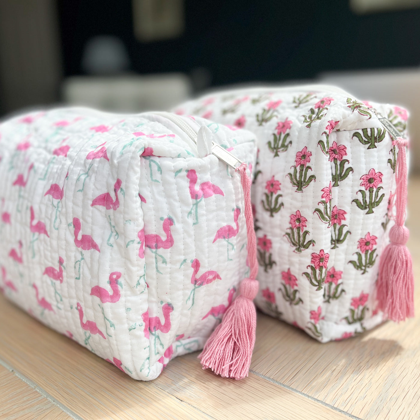 Flamingo Quilted Cosmetic Bag Anise Home